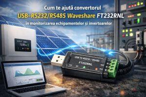 Cum te ajută convertorul USB–RS232/RS485 Waveshare FT232RNL în monitorizarea echipamentelor și invertoarelor convertorul USB – RS232 / RS485