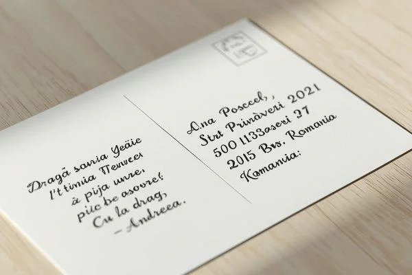 cum se scrie o carte postala